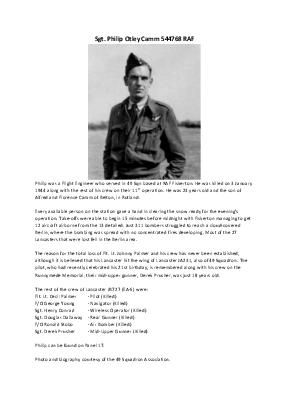 A preview of a PDF biography for Camm, Philip Otley